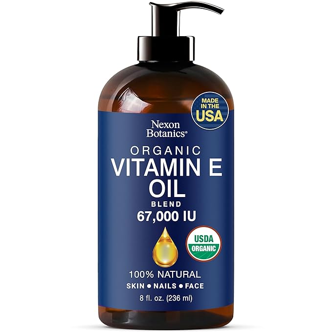 Organic Vitamin E Oil Blend 67,000 IU - 8 fl oz - Made from Pure, Natural Oils for Skin, Scars & Face - Aceite de Vitamina E - Nexon Botanics
