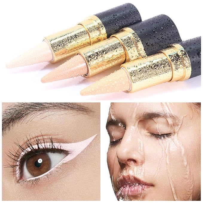 Kaely Quartz Queen White Gel Eyeliner Pencil, Natural Cream Eye Liner Waterproof Smudge Proof, Matte Waterline Eyeliner Eyeshadow Stick, Brighten Eye Makeup, Vegan & Cruelty-Free, 14