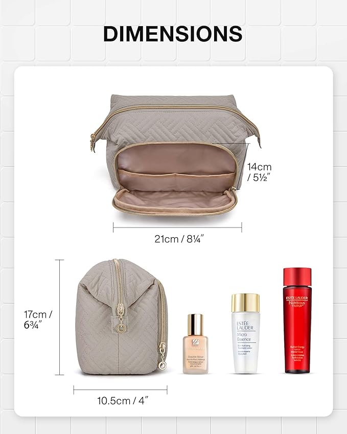 BAGSMART Travel Makeup Bag, Cosmetic Bag Make Up Organizer Case,Large Wide-open Pouch for Women Purse for Toiletries Accessories Brushes