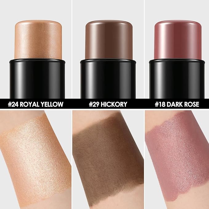 FOCALLURE 3 Pcs Cream Contour Sticks,Shades with Highlighter Finishing Makeup,DEEP