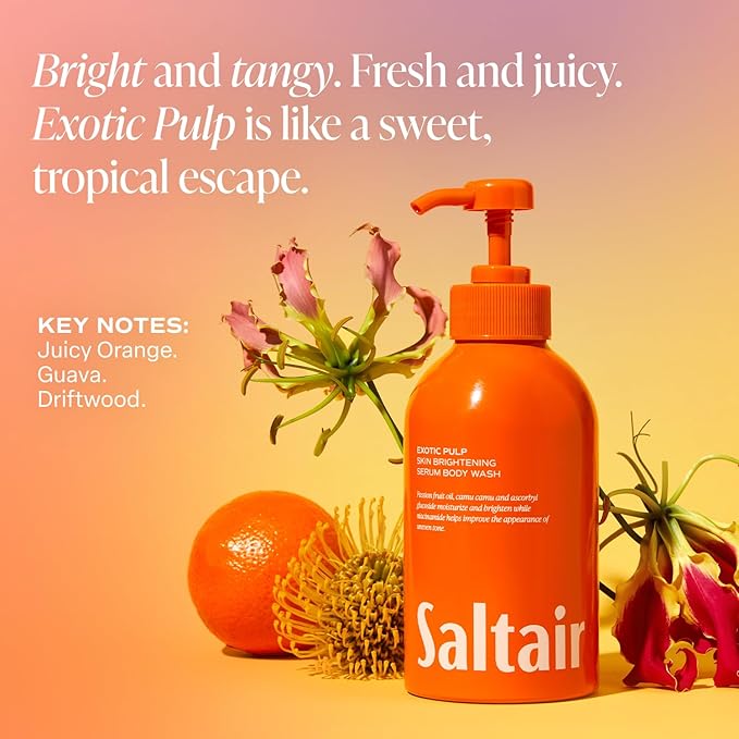 Saltair Body Wash, Exotic Pulp 2-Pack. Moisturizing Body Cleanser with Monoi Oil and Cupuacu Butter. Luxury Shower Gel for Women. Vegan, Cruelty-Free, Paraben-Free. 2x 17oz Pump Bottles.