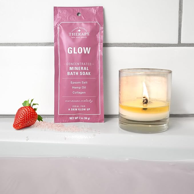 Village Naturals Therapy Glow Concentrated Mineral Bath Soak, Moroccan Melody Scent, 2 oz, Pack of 12