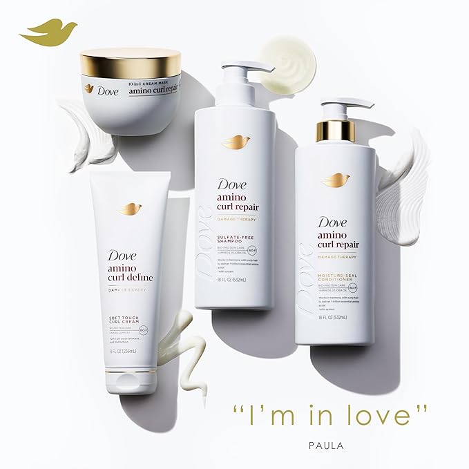 Dove Hair Amino Curl Repair 10in1 Cream Mask for Curly, Coily Hair with Bio Protein Care Technology and Amino + Jojoba Oil 9.2 fl oz.