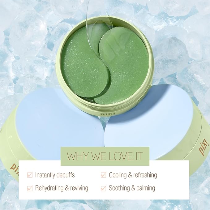 Pixi DetoxifEYE Depuffing Hydrogel Under-Eye Patches, Hyaluronic Acid, 60 Patches