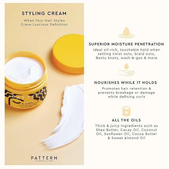 PATTERN Beauty by Tracee Ellis Ross Styling Cream - Hold & Definition for Curly Hair 3b-4c, 15 fl oz