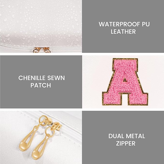 Preppy makeup bag, cute initial