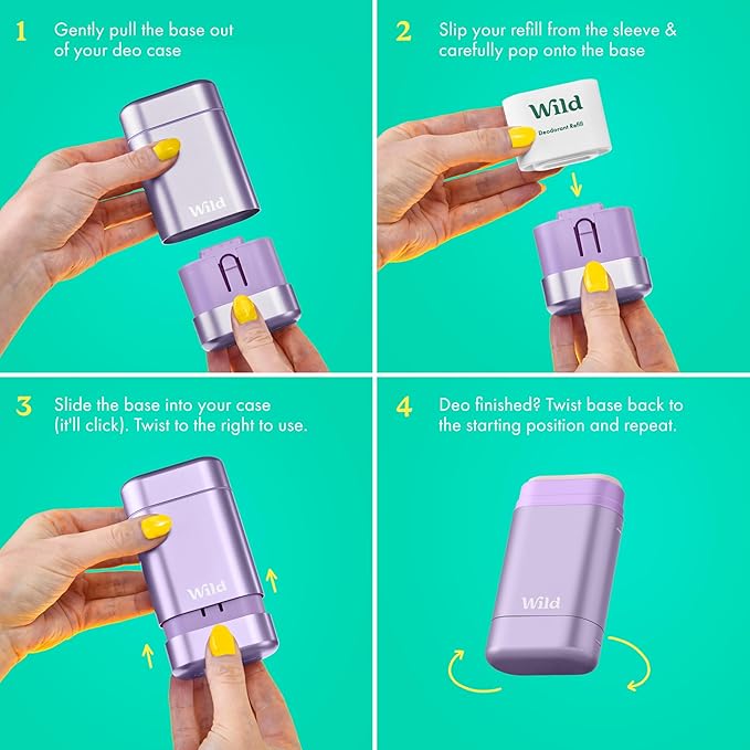 Wild - Refillable Deodorant - Fresh Cotton & Sea Salt Refill Trio Pack - Vegan - Aluminum Free - Long Lasting Protection - 3 Pack of 1.41oz Refills