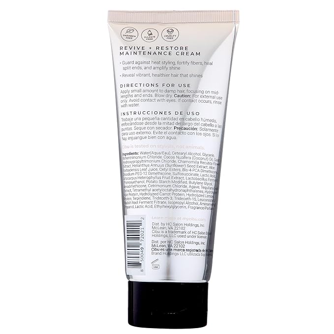 CIBU Revive and Restore Maintenance Cream | Heat Protectant for Hair with Oleic Acid, Linoleic Acid, Vitamin E & Vitamin K | Heat Protectant Cream to Fortify, Strengthen & Smooth Hair Strands | 6oz