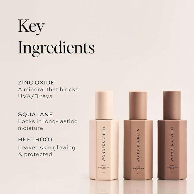 DIME Beauty Tinted Glow Wonderscreen SPF 30, Mineral Sunscreen for Face with 19% Zinc Oxide, Tinted Moisturizer with SPF, 50 g (Shade 01)