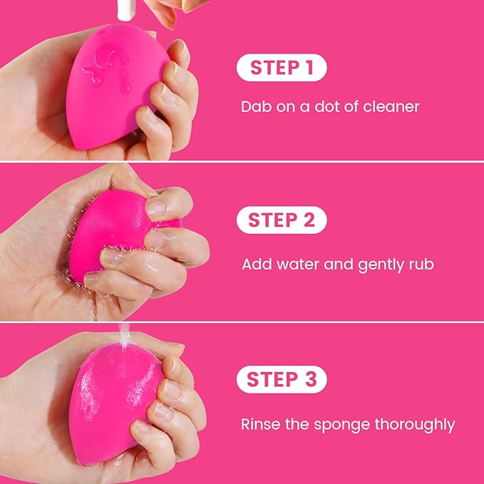 BEAKEY 5 Pcs Makeup Sponges, Latex-Free Beauty Sponge for Flawless Liquid, Cream, and Powder Application, Rose Pink Sponges