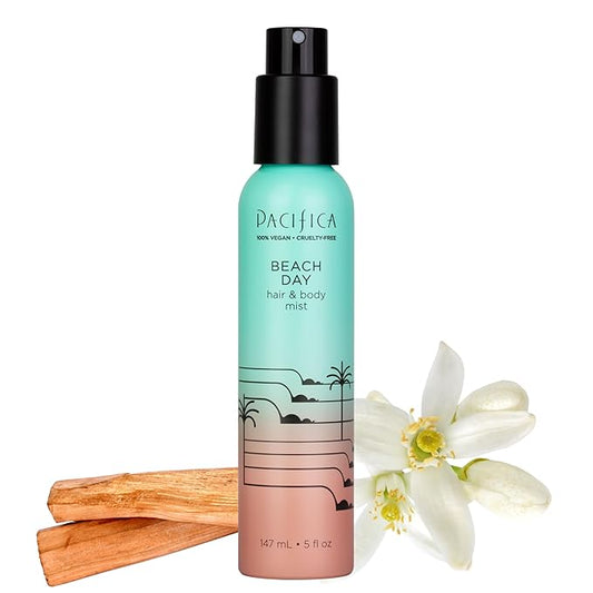 Pacifica Beach Day Hair Mist Perfume & Full Body Spray for Women - Body Mist Fragrance w/Bergamot, Orange Flower, Sandalwood, Amber, Musk & Suede Leather – Clean Beauty Alcohol-Free, Vegan 5 oz