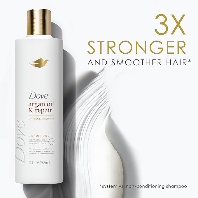 Dove Conditioner Argan Oil & Repair for Fine Hair with Bio-Protein Care Technology and Argan Oil Blend 12 Fl Oz