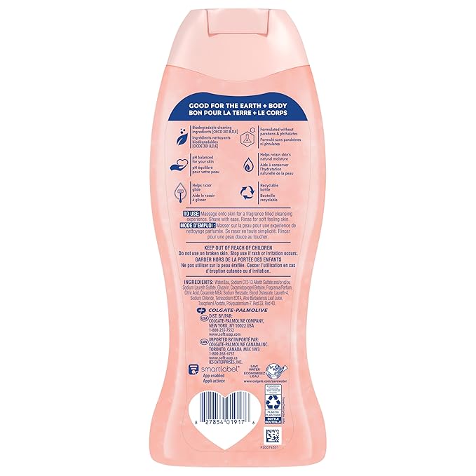 Softsoap Moisturizing Body Wash and Shave Gel, Creamy Strawberry Scent, 20 fl oz Bottle (Pack of 4)