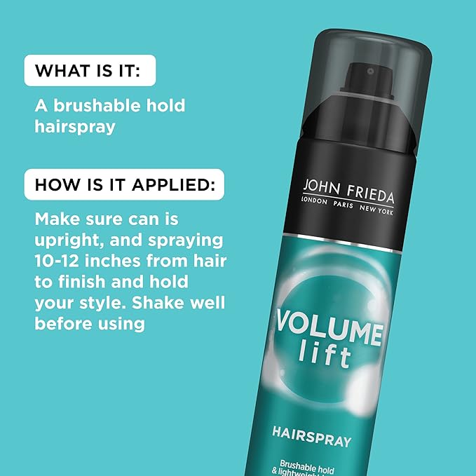 John Frieda Volume Lift Hairspray, Volumizing Hairspray with Air-Silk Technology for Fine or Flat Hair, Adds Body, Long-Lasting Hold, and Fullness for Fine, Thin Hair, 10 Oz