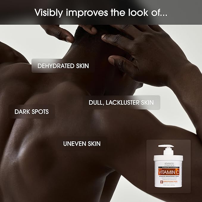 Advanced Clinicals Vitamin C Cream Visibly Brightening Body Lotion | Vitamin C Moisturizer Skin Care Body Cream For Women & Men Helps Visibly Improve Look Of Dark Spots & Uneven Skin Tone, 16 Ounce