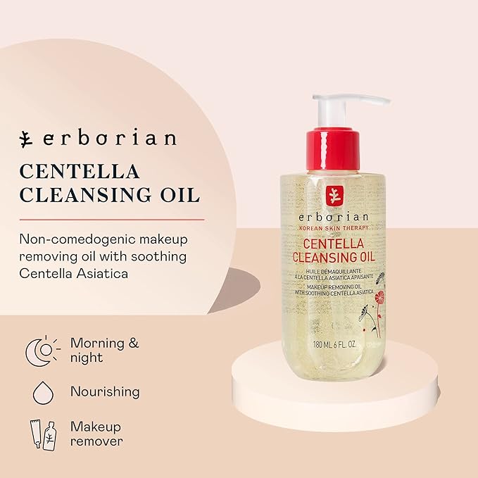 Erborian - Cleansing Oil - Facial Makeup Remover with Hydrating & Soothing Centella Asiatica Extract - Waterproof Purifying Cleanser Removes Excess Sebum & Impurities - Korean Skincare - 6 fl. oz