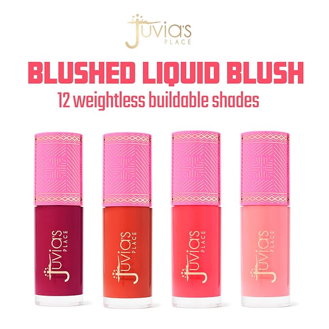 Juvia's Place Blushed Liquid Blush CoralRose - Dewy Tint Cheeks Makeup Glow Pigment Effortless Beauty Long Lasting Cosmetics Soft Creamy Natural Buildable All Skin Color Light Flawless Finish Blend