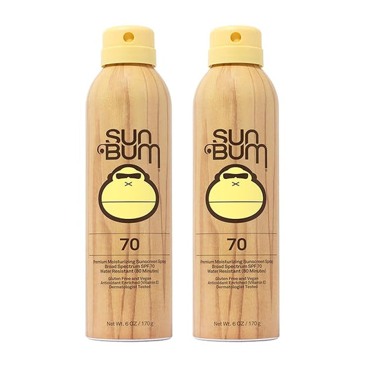 Sun Bum Original SPF 70 Sunscreen Body Spray | Broad Spectrum Moisturizing Sunblock with Vitamin E | Hawaii 104 Act Compliant (Octinoxate & Oxybenzone Free) | 2 Pack, 6 oz
