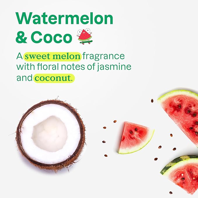 ATTITUDE Shampoo and Body Wash for Kids, EWG Verified Hair and Body Cleanser, Dermatologically Tested Soap, Plant and Mineral Based Bath Products, Vegan, Watermelon and Coco, 32 Fl Oz