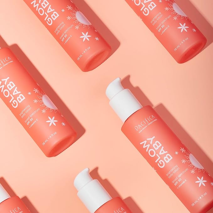 Pacifica Glow Baby Vitamin C SPF 30 Body Lotion – Brightening Daily Moisturizer + Broad Spectrum Sun Protection, Hydrating No White Cast Sunscreen for Glowing Skin, Clean Vegan & Cruelty-Free Skincare