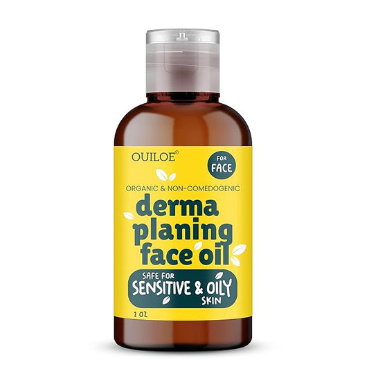 Dermaplaning Oil for Women - Face Shaving Oil for Oily Skin - Non Comedogenic, Fragrance Free, Organic, Natural and Lightweight - Use with Dermaplaning Tool for Face, 2oz by Ouiloe