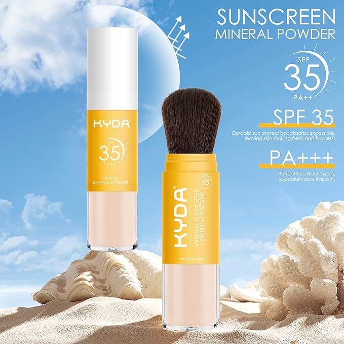 KYDA 2 Pcs Mineral Sunscreen Setting Powder, SPF Ownest Beauty