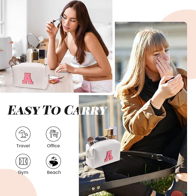 Preppy makeup bag, cute initial