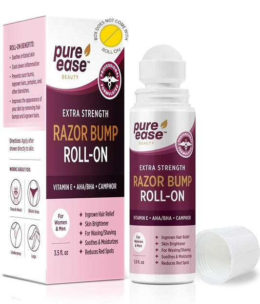 Razor Bump Solution for Bikini Area – Ingrown Hair Serum with Vitamin E, AHA/BHA, Camphor for Post-Shave Skin Care – Supports Smooth Skin on Face, Neck, Underarms