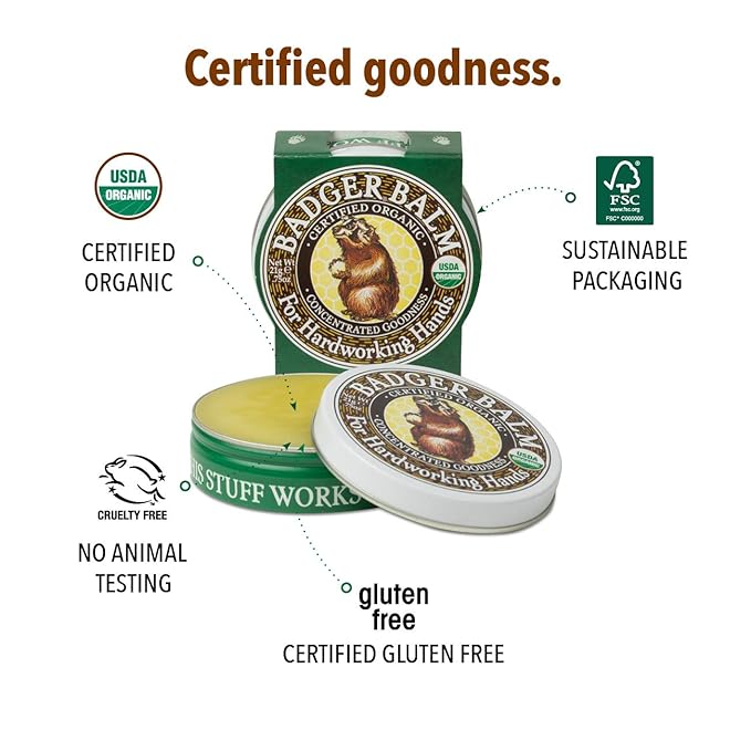 Badger Healing Balm, Hard Working Hands Cream, Organic Hand Cream for Dry Cracked Hands, Long Lasting Hand Moisturizer/Dry Hands Treatment, .75 oz Tin, 2-Pack