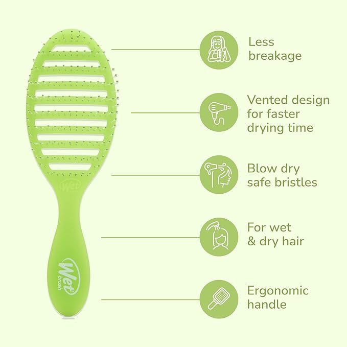 Wet Brush Speed Dry, Lime-A-Rita (Summer Quencher) - Vented Design & Soft HeatFlex Bristles Are Blow Dry Safe - Ergonomic Handle Manages Tangles - Pain-Free Hair Brush, Limited Edition