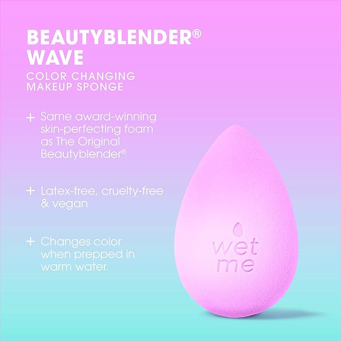 Beautyblender® | Wave Color Changing Blender Makeup Sponge | Blend Liquid Foundations, Powders and Creams | Streak Free Application | Vegan, Cruelty Free | Made in USA