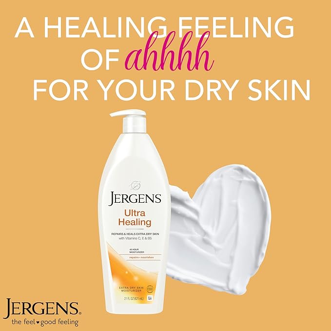 Jergens Ultra Healing Dry Skin Moisturizer, Body and Hand Lotion, for Absorption into Extra Dry Skin, 21 Ounce, with HYDRALUCENCE blend, Vitamins C, E, and B5