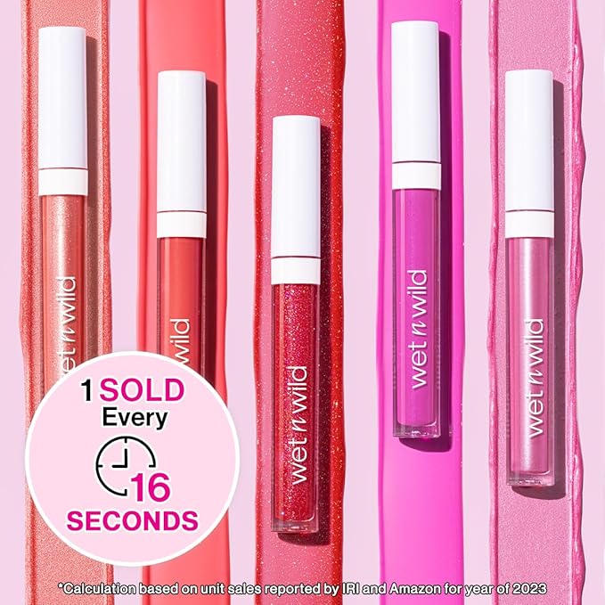 wet n wild MegaSlicks Lip Gloss, Ultra-Glossy, Vitamin-E Enriched, Ultra-Gloss High Shine Moisturizing, Cruelty-Free & Vegan - Champagne Please