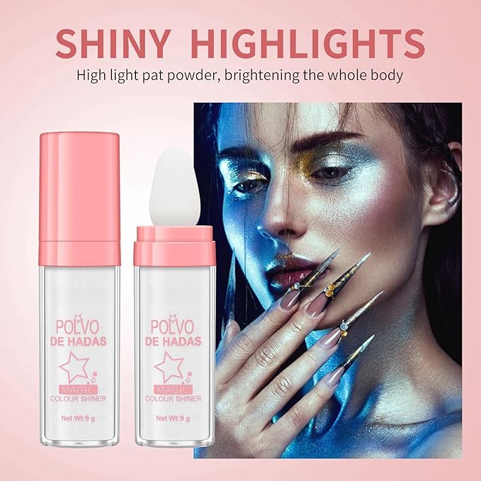 2PCS Polvo De Hadas Fairy Highlight Patting Powder #02 Pink)