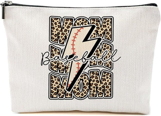 Baseball Gifts Mom Gifts, Baseball Stuff Leopard Makeup Bag, Mama Gifts for Mom Women Baseball Team Player, Baseball Mom Cosmetic Bag, Baseball Coach Gifts Toiletry Bag Christmas Birthday Gifts