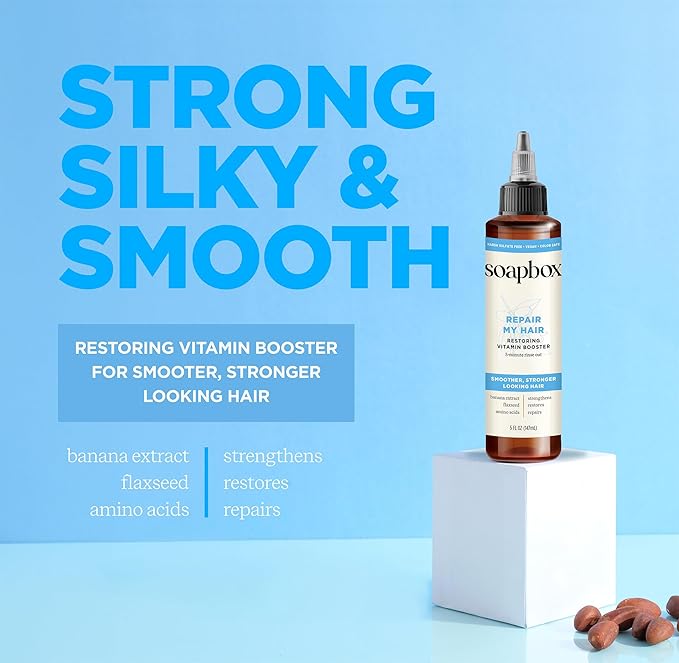 Soapbox Repairing Hair Treatment with Vitamin E, B5, Banana Extract, Flaxseed & Amino Acids - 5oz, Vegan, Paraben & Cruelty-Free Hair Booster