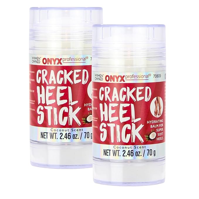 Onyx Professional Cracked Heel Repair Balm Stick for Dry Cracked Feet Treatment, Coconut Scent, 2 pack - Moisturizing Foot Balm, Rolls On, No Mess Like Foot Cream or Foot Lotion, Heel Treatment