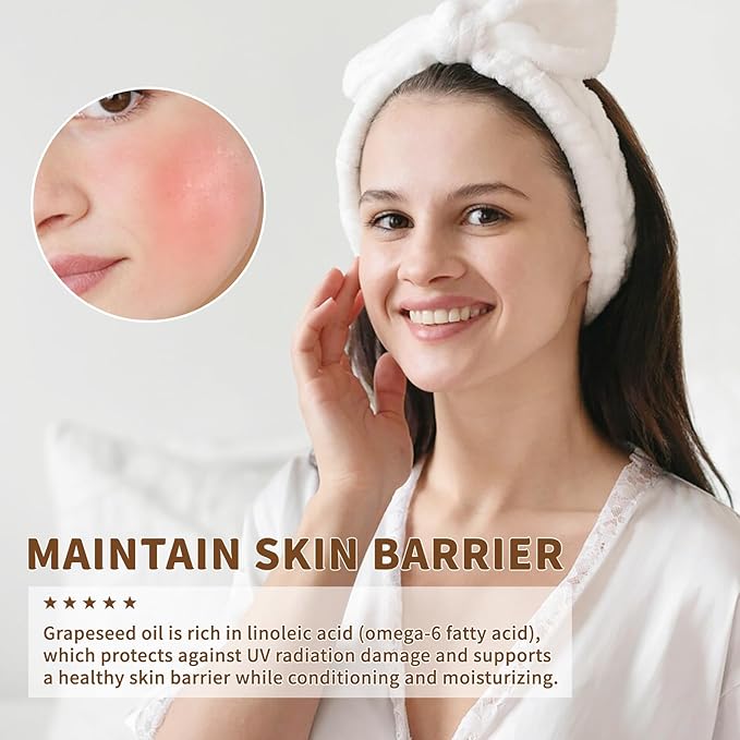 Organic Grapeseed Oil 16Oz: 100% Pure&Natural ColdPressed Carrier Oil USDA Certified Grape Seed Extract HexaneFree Unscent Liquid Moisturizer,Massage Body Face Oil for Women&Men Face Skin&Hair