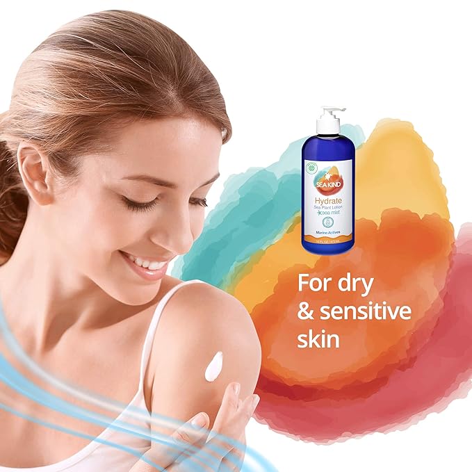 All Natural Hydrate Lavender Sea Plant Hand and Body Lotion for Women and Men, Essential Oil Scent 16 Fl Oz, Non Comedogenic, Vegan Moisturizer for Dry and Sensitive Skin, No Parabens