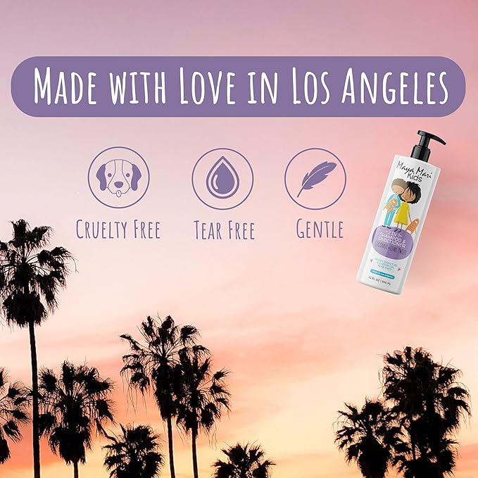 2 in 1 Natural Kids Shampoo and Conditioner, Tear Free | For Toddlers with Curly Hair | For All Kids Hair Types | Coconut & Lime Twist, Made in the USA, 32 Fl Oz