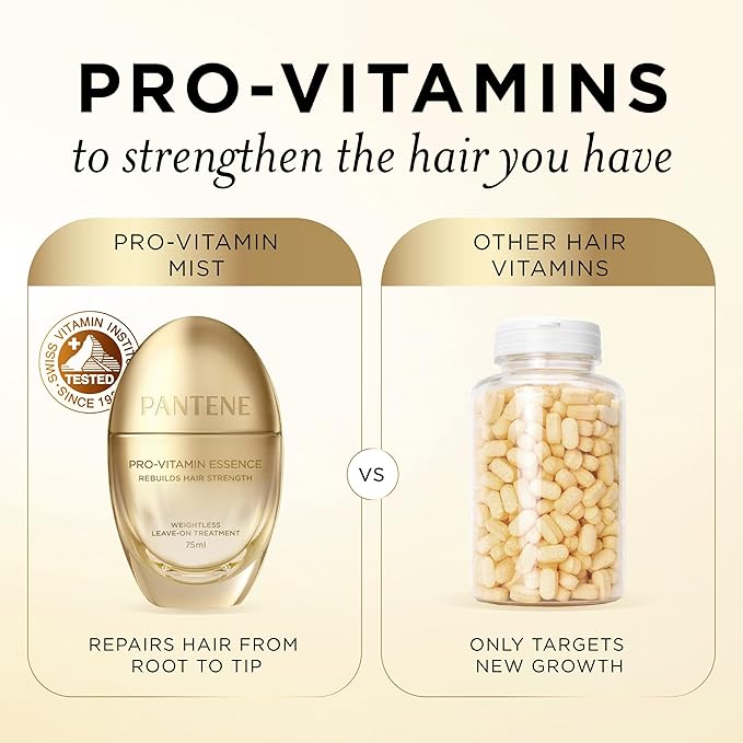 Pantene Pro-V Daily Repair Mist, Weightless Leave-On Treatment Strengthens & Rebuilds Damaged Hair, Reduces Breakage with Pro-Vitamin B5, 2.5 Fl Oz