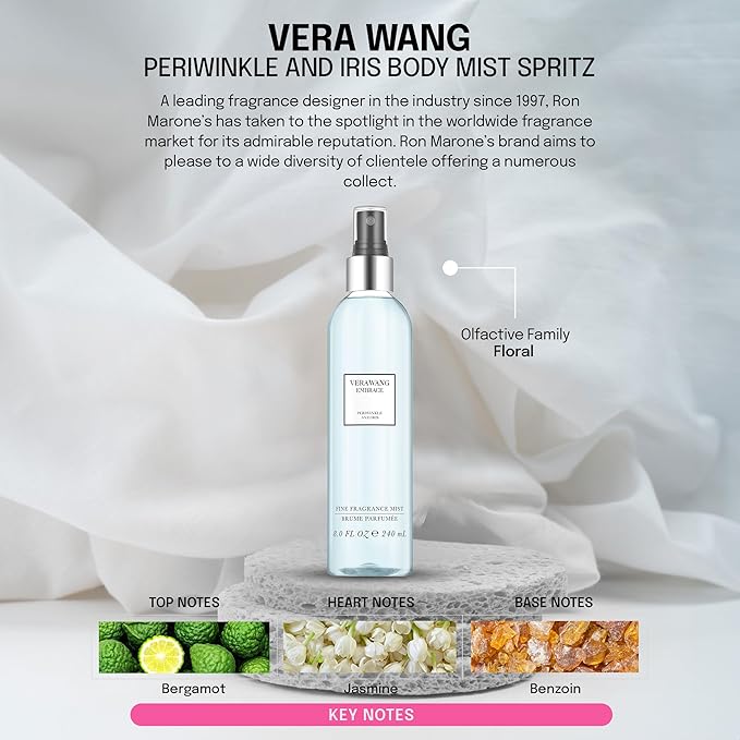 Vera Wang Embrace Periwinkle and Iris Body Mist 8.4 fl oz (Pack of 1), Notes of Bergamot, Periwinkle, and Vanilla, Women's Fragrance, Long Lasting, Everyday Fragrance