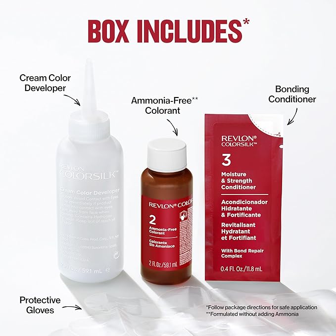 Revlon ColorSilk with Bond Repair Complex, Auburn Permanent Hair Color, 100% Gray Coverage, Ammonia Free Hair Dye, Vegan Keratin, 31 Dark Auburn (Pack of 3)