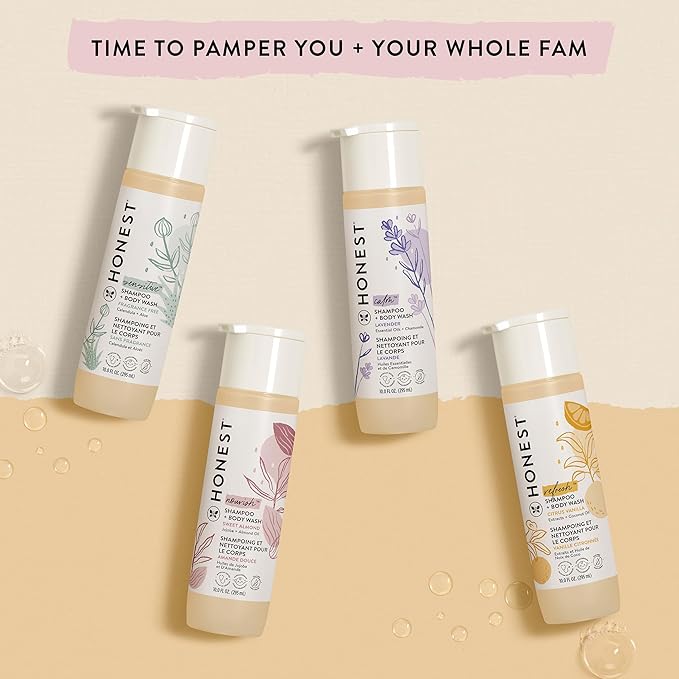 The Honest Company 2-in-1 Cleansing Shampoo + Body Wash | Gentle for Baby | Naturally Derived, Tear-free, Hypoallergenic | Sweet Almond Nourish, 18 fl oz