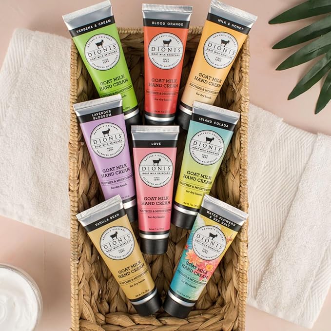 Dionis - Goat Milk Skincare Scented Hand Cream (1 oz) Set of 6, Moisturizing Lotion for Dry Skin, Good for Sensitive Skin, Cruelty-free and Paraben-free (Island Colada)