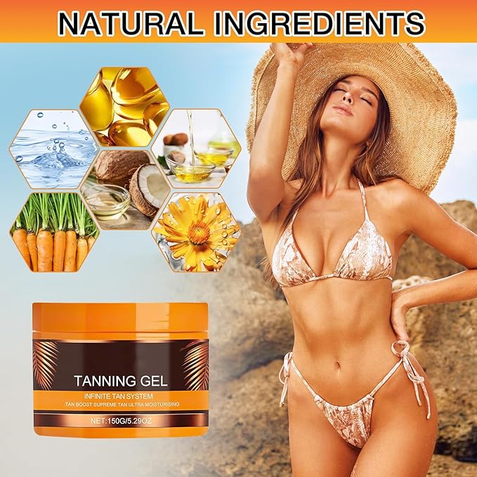 Luxury Intensive Tanning Gel,Brown Intensive Tanning Luxe Gel,Natural Tanning Accelerator Cream, Beauty Brown Tanning Gel for Natural Tan Skin,Tanning Cream for Sunbeds & Outdoor Sun(2pcs)