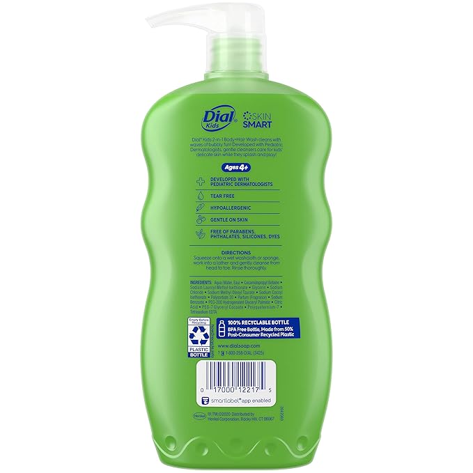 Dial Kids 2-in-1 Body+Hair Wash, Melon Scent, 24 fl oz (Pack of 4)