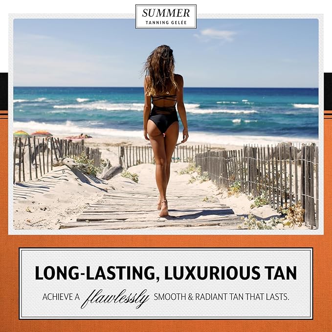 Summer Gelée Tanning Lotion Gel Outdoor, USA MADE, SPF 4, Hydrating Tanning Gel, Moisturizing Tanning Oil, Quick Absorb, Faster Darker Tan Accelerator, Broad Spectrum, Sun UVA/UVB Protection, 3.12 OZ