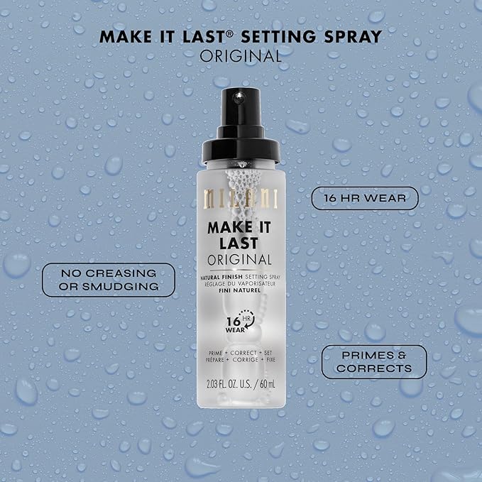 Milani Make It Last Original - Natural Finish Setting SPray - 3-in-1 Setting Spray and Primer- Prime + Correct + Set - Makeup Finishing Spray and Primer - Long Lasting Makeup Primer and Spray - 2 Pack