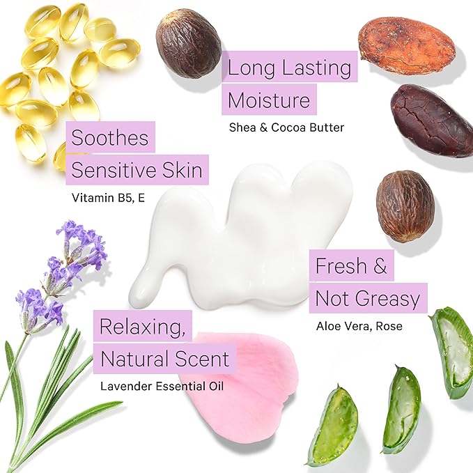 Tree to Tub Shea Butter Hand Cream for Dry Cracked Hands - Moisturizing Sensitive Skin Hand Lotion for Women & Men, Non-Greasy Vegan Hand Moisturizer w/Organic Cocoa, Aloe Vera, All Natural Lavender